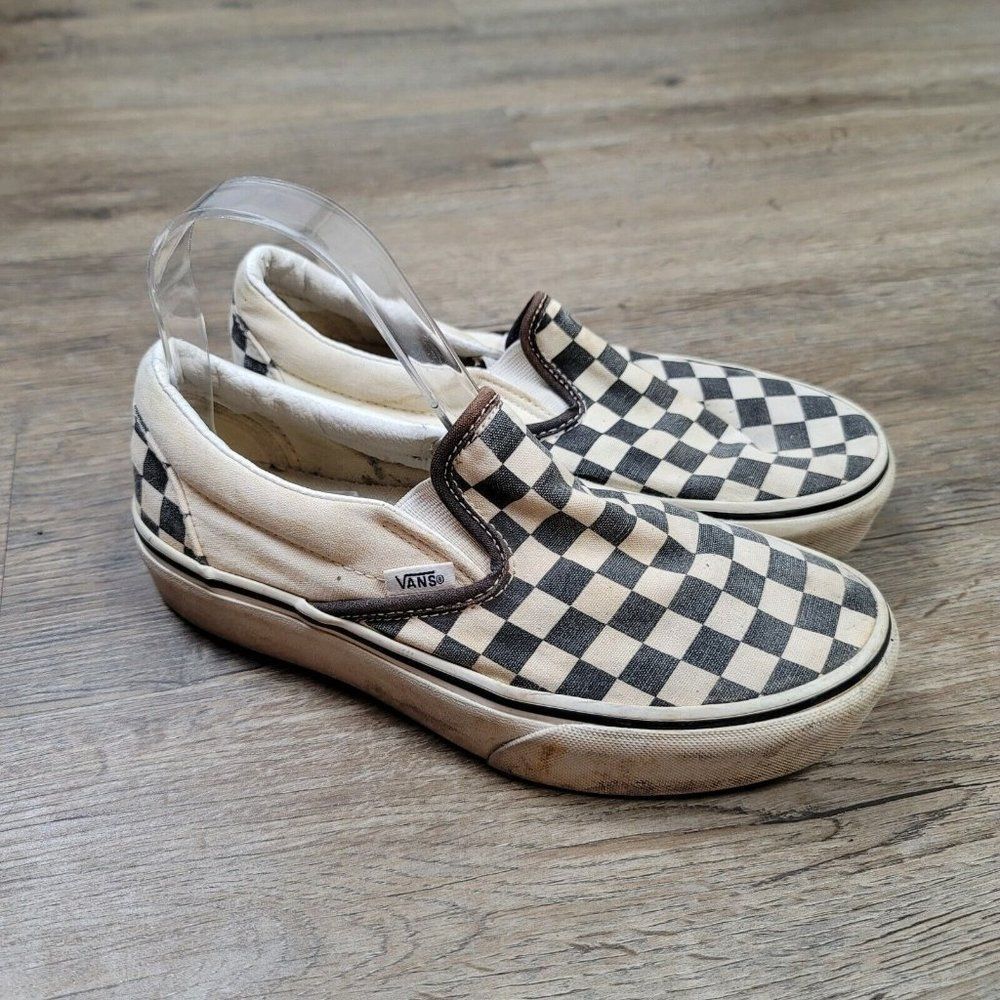 Vans Off The Wall Sneakers Skate Shoes Checkered Black White Slip On Casual 6.5 - Picture 1 of 9